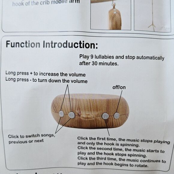 Floor Standing Baby Crib Mobile Arm with Music Box 65 Inch Wooden Nursery Decor - Picture 10 of 13